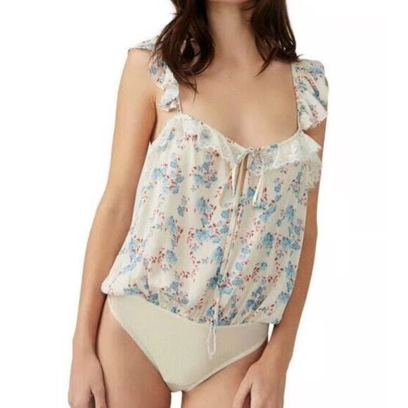 Free People Bodysuit Take It Away Floral One Piece Bodysuit in Size S - Picture 1 of 7